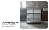 Rust-Proof Stainless Steel Kitchen Cabinet Heavy Duty Freestanding Kitchen Cupboard Large Capacity Freestanding Dish Cabinet Easy to Clean for Homeowners, Families, Renters, Dining Room, Garage, Bathroom, Office