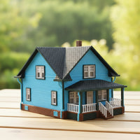 Model House with Porch Finished Scale Model House Detailed for Collectors