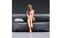 Miniature Seated Woman Figurine Hand-Painted Female Character Mini Figurine Realistic Cross-Legged Female for Shelf Decor