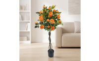 Artificial Rose Tree Decorative Artificial Rose Topiary Tree Compact for Entryway