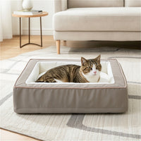 Rectangular Cat Bed Structured Cat Bed with Cushion Cozy for Small Pets, Indoor