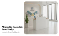 Small Reception Desk Wide Countertop Salon Front Desk Construction Retail Checkout Counter for Cashiers, Receptionists, Medical Office, Lobby, Office