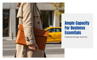 Letter-Size Leather Document Bag, Large Capacity Double Compartment Organizer, Business Briefcase, Personalized Insignia