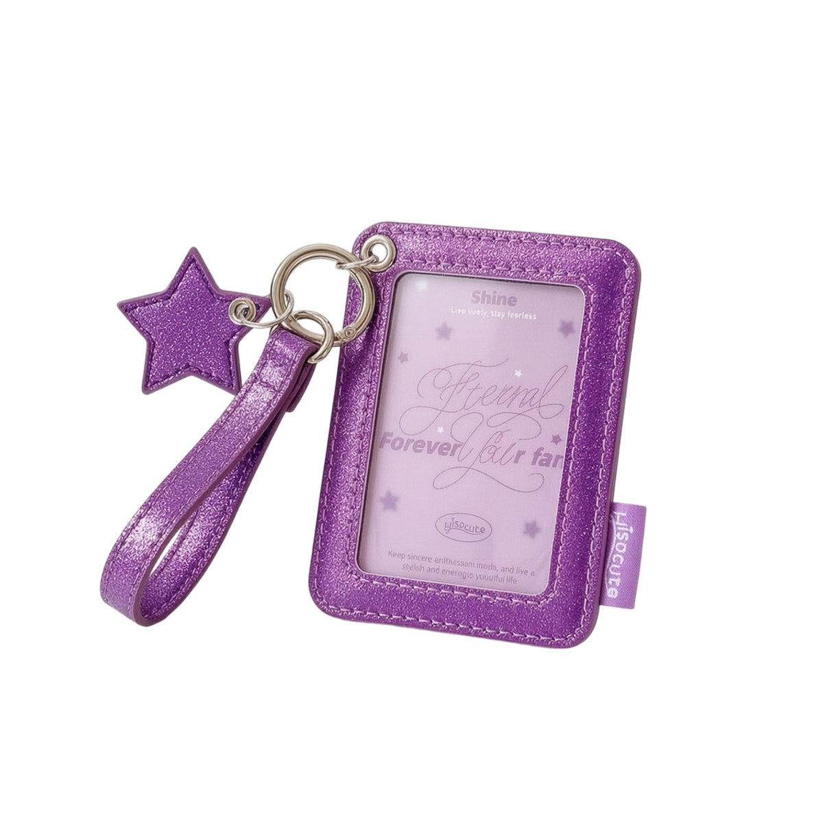 Glittery Card Holder with Wrist Strap Portable Photo Card Holder with Charm Soft Comfortable for Commuting