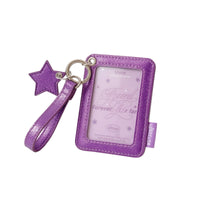 Glittery Card Holder with Wrist Strap Portable Photo Card Holder with Charm Soft Comfortable for Commuting