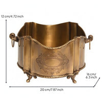 Footed Brass Vase Beaded Tboarder Fluted Brass Container Elegant Decor