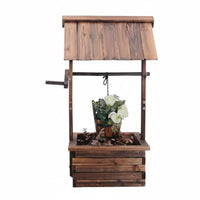 Multi-Tier Design Wooden Flower Cart Carbonized Finish Plant Stand Rustic design Garden Decor Resistant for Home Decorators, Event Planners, Patio, Balcony, Front Porch, Entryway
