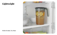 Shatterproof Plastic Water Pitcher Easy to Clean Refrigerator Pitcher with Lid Heat Resistant for Families, Hosts, Kitchen, Parties, Outdoor