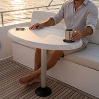 Sturdy & Stable Marine Pedestal Table Easy Installation Removable Pontoon Boat Table Spacious Tabletop Vehicle Furniture Polished Rounded Edges for Cockpit, Deck