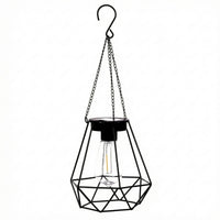 Clear Bulb Solar Hanging Lantern Black Finish Decorative Hanging Solar Light Wire Lantern Light for Patio