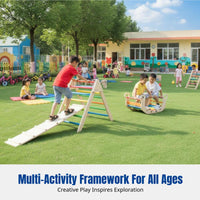 Outdoor Sensory Training Climbing Frame, Wooden Balance Playset, Combination Playground Equipment for Kindergarten