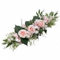 60cm Flower Strip with Green Leaves Decorative Artificial Rose Garland Flexible Artificial Floral Swag Portable for Brides, Mirrors
