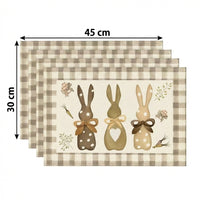 4 Pieces Easter Placemat Heat Insulating Printed Linen Table Mat Festive Design Bunny Pattern Dining Mat for Home Decor Enthusiasts, Kitchen