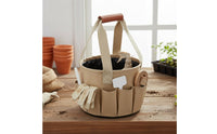 9 Pieces Heavy Duty Garden Tool Tote Bag Set Sharp and Long-Lasting Gardening Tote with Tools Ergonomic Handles Portable Garden Tool Kit Rust Resistant for Beginners