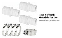 3 Pieces PP Plastic 32 Mm Hose Adapter White Stepped Hose Adapter Metal Fluid Connector for Aquariums
