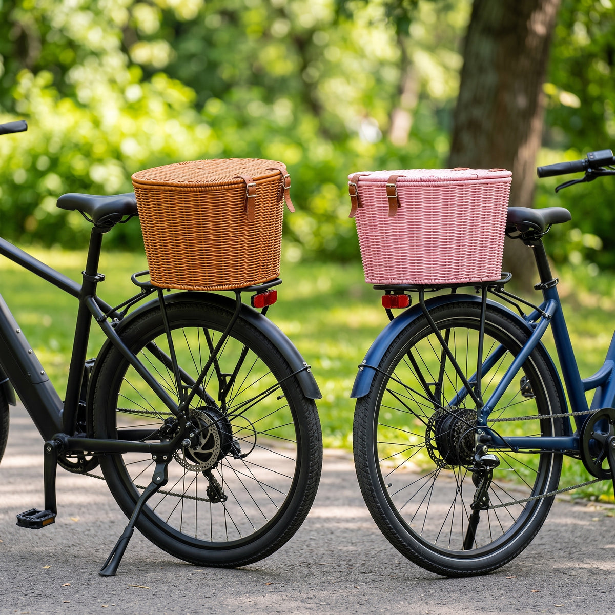 Electric Bicycle Rear Basket with Lid for Helmet Storage and Shopping