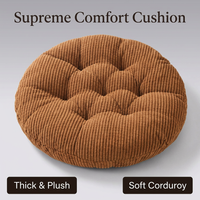 Corduroy Round Floor Cushion, Modern Minimalist Seat Pad, Large Floor Pillow for Adults, Tatami Living Room, Tufted Design, Navy Blue 30X30