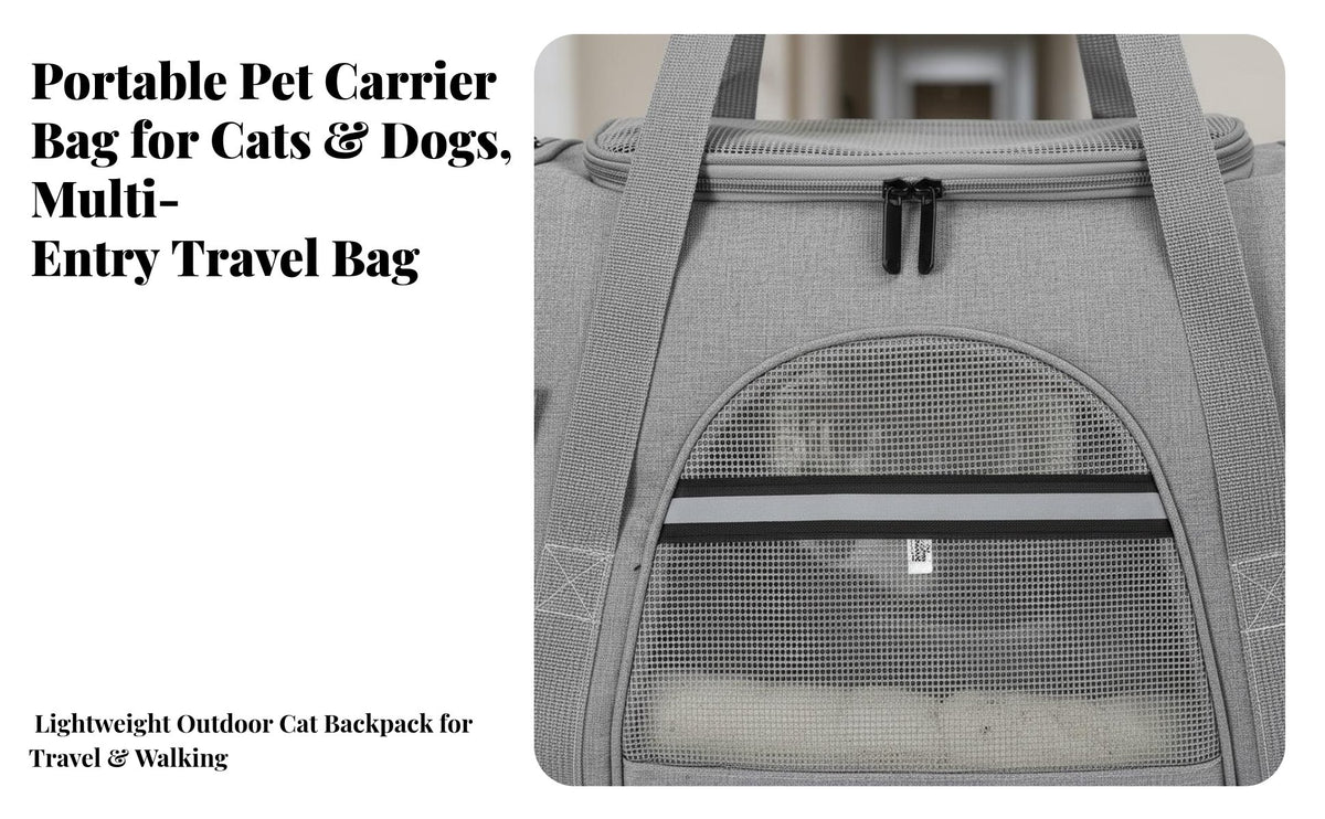 Soft Pet Carrier Multiple Entrances Pet Travel Bag Portable Cat Carrier Tote for Commuters
