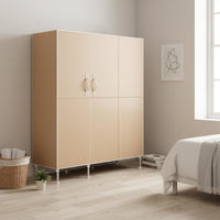 Sturdy Double Door Portable Closet Large Capacity Steel Frame Cloth Armoire Collapsible Portable Clothes Organizer Dustproof for Renters, Rental Apartment