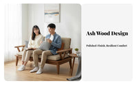 3-Seater Wooden Frame Settee New Chinese aesthetic Living Room Seating Group Modern Minimalist Design Sofa for Homeowners, Apartment, Lounge Area, Study