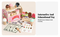 Open Shelf Wooden Ice Cream Counter Painted Ice Cream Counter Playset Hand-Eye Coordination Safe and Sturdy