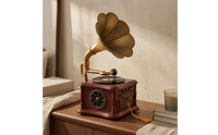 Phonograph-Style Speaker Indoor Display Tabletop Bell Speaker Decorative Home Audio for Music Playback
