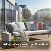 2 Pieces Nordic Design Wicker Loveseat Set space-saving Size Woven Loveseat and Table Comfortable paddings Outdoor Furniture weather-resistant for pairs, Apartment Dwellers, property owners, Balcony, Garden, Courtyard, rearyard