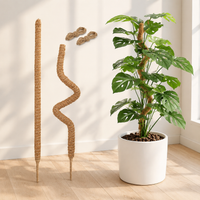 Flexible Coir Moss Pole for Climbing Plants, Extendable Support Stake with Tie Strap