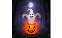 Outdoor Halloween Inflatable with LED Light Lighted Inflatable Ghost with Pumpkin Giant Inflate Ghost Bright for Yard