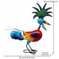 Garden Cockerel Statue Glossy Metal Surface Cockerel Statue Iron Chicken Ornament for Patio