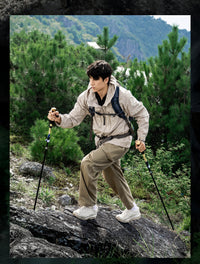 探险者登山杖手杖碳纤维超轻折叠伸缩拐杖专业户外徒步装备爬山棍 【7075铝合金折叠款】苔原绿【仅269.5g】（钨钢杖尖)