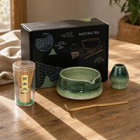 Japanese Matcha Tea Ceremony Set with Ceramic Bowl and Whisk