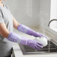 Fleece Lined Household Gloves Long Cuff Kitchen Gloves Oil Resistant