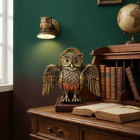 Owl Wall Lamp Vintage Owl Lamp with Book Base Gothic Stylish for Reading Corner, Bedroom