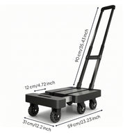 Flatbed Cart with Handle 6-Wheel Foldable Hand Cart Heavy Duty Folding Hand Truck for Office