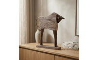 Resin Wood Grain Bull Ornament Vintage-Inspired Rustic Bull Statue Freestanding Home Decor Textured