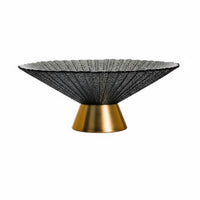 Light Luxury Design Glass Pedestal Fruit Bowl Heat Resistant High Foot Glass Platter Decorative Bowl Metal Base for Living Room, Housewarming, Dining Table, Party
