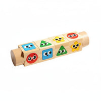 Montessori Rotating Block Toy Early Learning Shape Matching Board Colorful Wooden Matching Blocks Screen-Unrestricted for 1-2 Year Olds