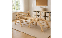 Indoor Pikler Triangle Natural Wood Wooden Climbing Triangle Arched Section Foldable Climbing Frame Polished Surface