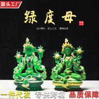 Hand-Painted Resin Green Tara Statue for Home Altar