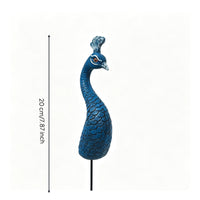 Textured Resin Peacock Statue Curved Neck Peacock Stake Decor Pointed Beak Ornament Insert Small Crest for Arrangement, Display