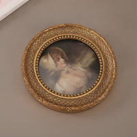 Vintage Round Photo Frame Wall-Mounted Resin Photo Frame Retro Unique for Living Room