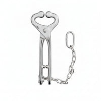 Stainless Steel Cattle Nose Clamp with Chain Heavy Duty Bull Holder with Chain Long-Lasting Cattle Nose Clamp Safe for Ranchers, Farms