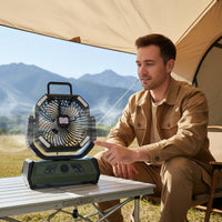 Quiet Rechargeable Camping Fan Cordless Oscillating Tent Fan Multi-Speed Outdoor Gear Hanging Hook for Fishing