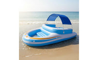 Backrest Inflatable Boat Raft Raised Seat PVC Buoyant Boat Blue and White Water Craft