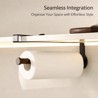 Cabinet Roll Dispenser, Under Paper Towel Holder for Home Cooks, Wooden Space-Saving Hanging Kitchen Storage for or Film