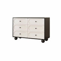 Black and Light-Toned Storage Cabinet Solid Wood Board Multi-Compartment Accent Cabinet Rounded Corners Modern Dresser with Spherical Legs