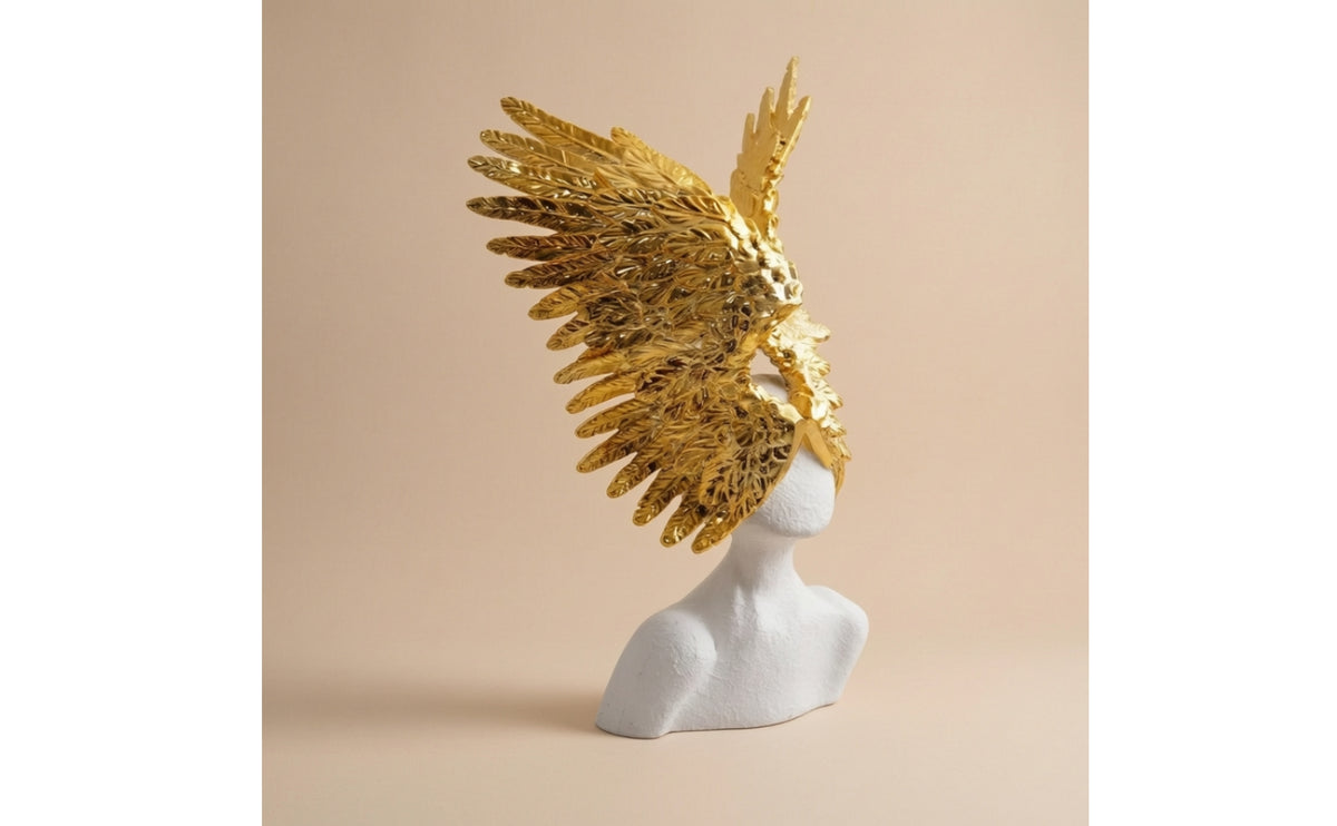 Angel Wing Sculpture Resin Angel Wing Statue Golden Sculpture with Gold Finish for Homeowners, Interior Designers, Living Room, Entryway