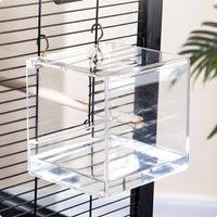 Easy to Clean Acrylic Bird Bathing Enclosure Parrot Bath Tub Leak Proof Bird Enclosure Shower Box Space-Saving for Parrots, Budgies