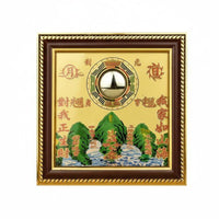 Shanhai Town Bagua Mirror, Round Convex Mirror Hanging Decoration, Hand-Painted Metal Craft, Indoor Outdoor Decor